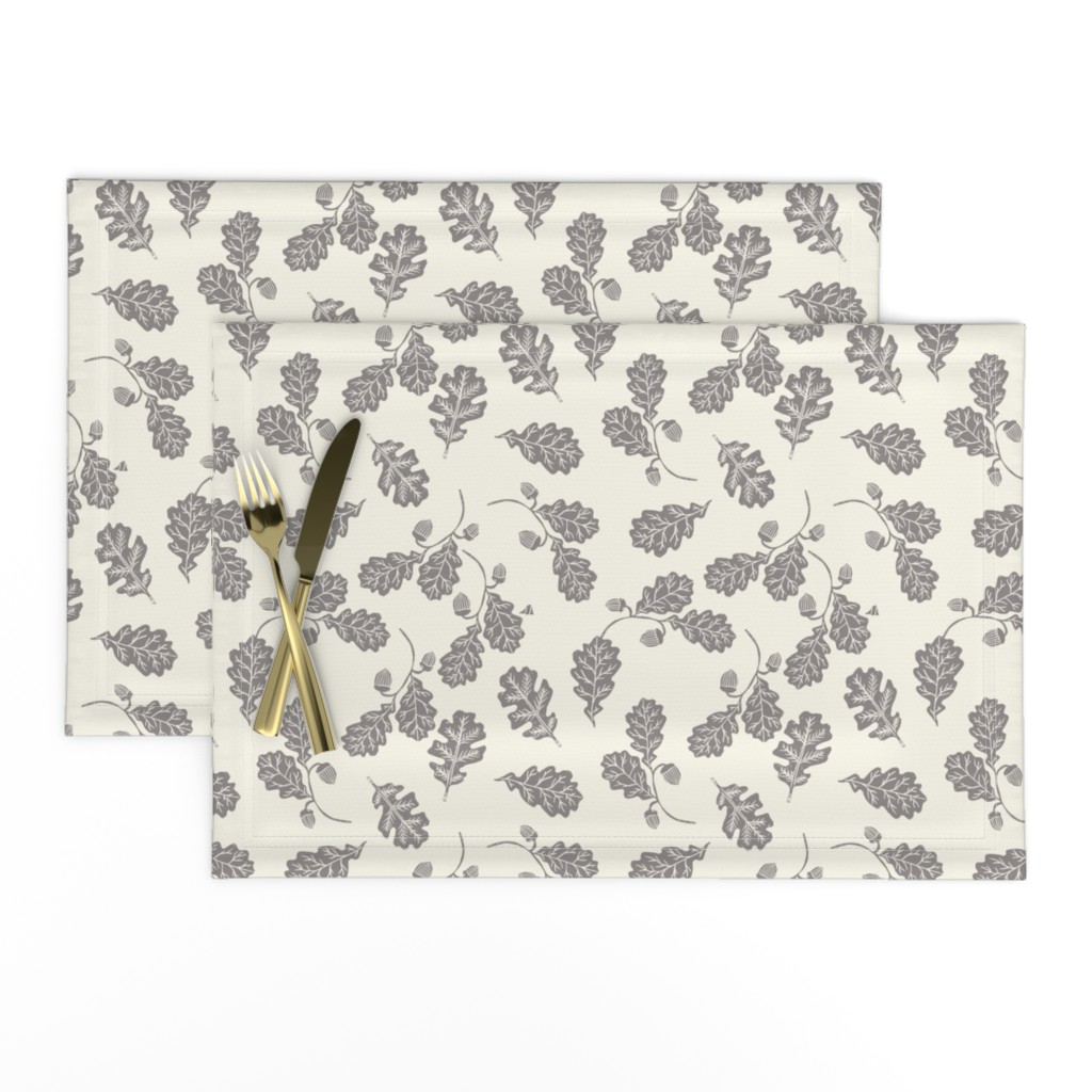 Oak leaves nature botanical fall autumn fabric pattern cream