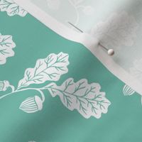 Oak leaves nature botanical fall autumn fabric pattern seafoam