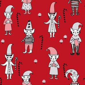 Santa's Elves christmas cute fabric pattern holiday spirit red 2