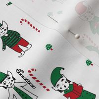 Santa's Elves christmas cute fabric pattern holiday spirit white