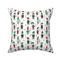 Santa's Elves christmas cute fabric pattern holiday spirit white