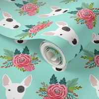 Bull Terrier flora bouquet dog heads mint 