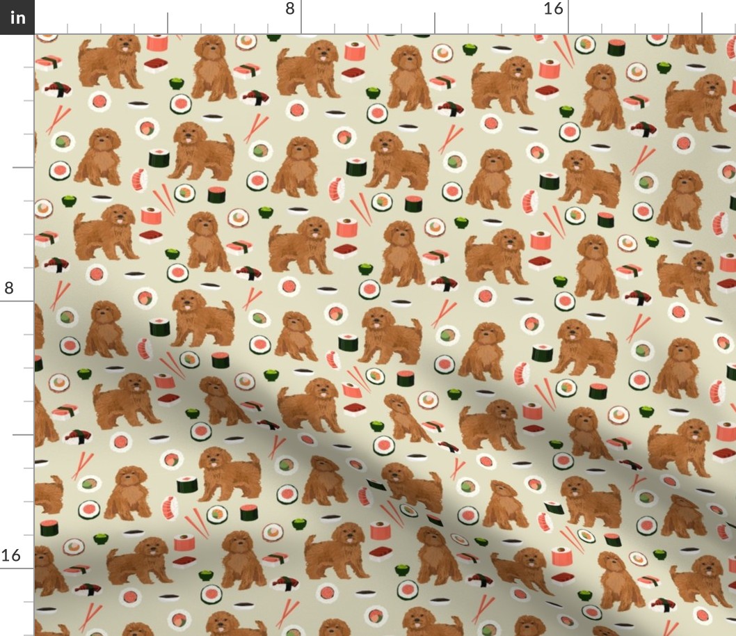 ruby Cavoodle cavapoo dog breed fabric sushi