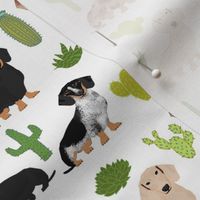 Dachshund dog breed pet fabric pattern cactus white