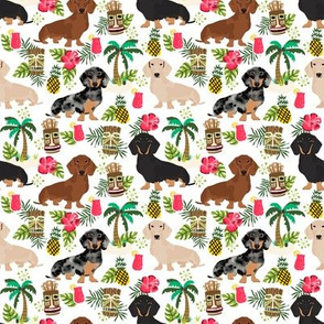 Dachshund dog breed pet fabric pattern tropical tiki