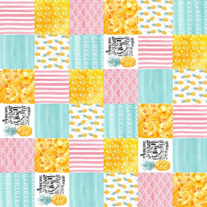 3 Inch - Be a pineapple - wholecloth cheater quilt - rotated