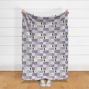 3 inch - love you to the mountains and back - wholecloth cheater quilt - purple - rotated