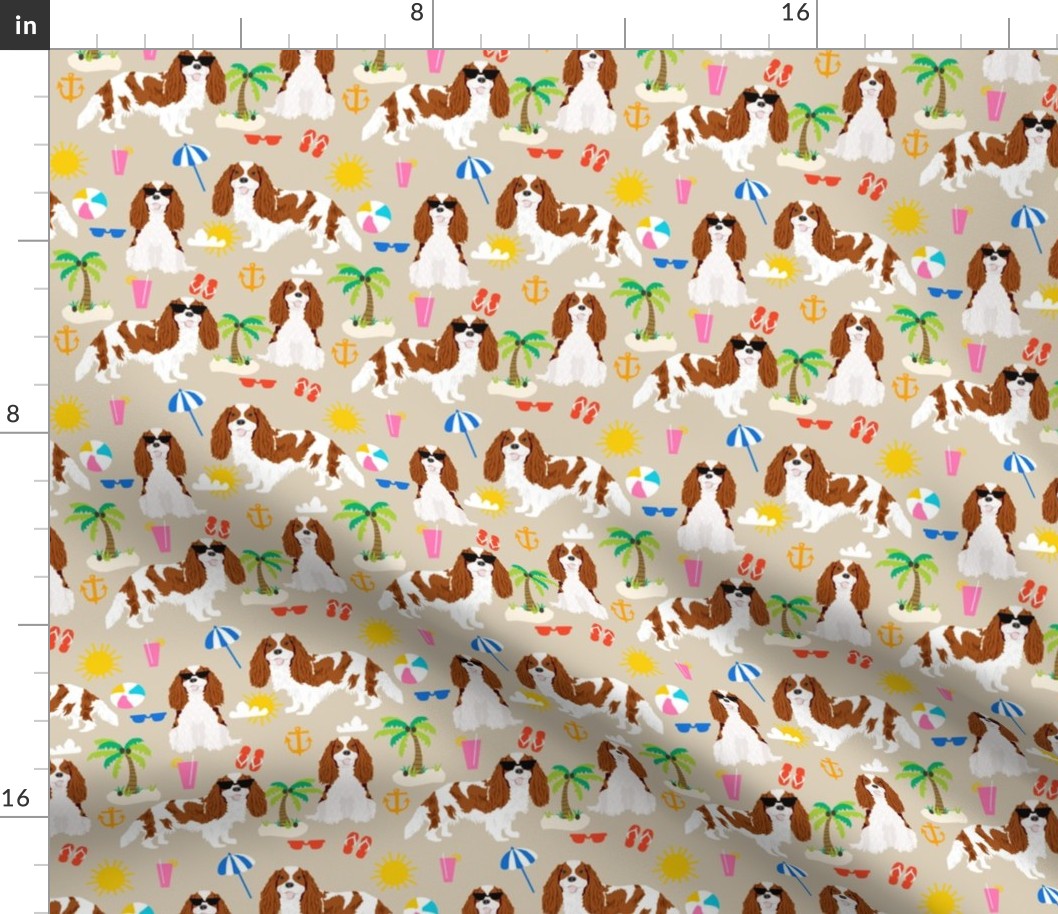 cavalier king charles spaniel beach fabric - bleheim cavalier - sand