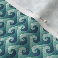 1:12 scale wave mosaic - navy, teal, white
