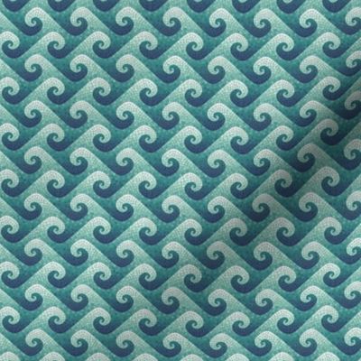 1:12 scale wave mosaic - navy, teal, white
