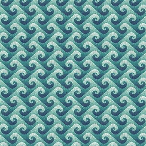 1:12 scale wave mosaic - navy, teal, white