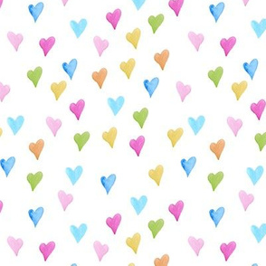 Watercolour Rainbow Hearts