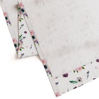 8.5" Dark Floral Print in White / Half-Drop