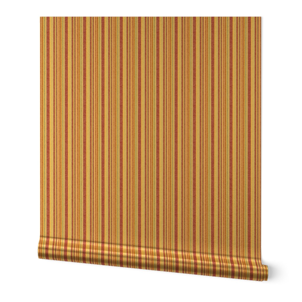 17-08Y Red Gold Yellow Pinstripe || Linen Texture Pin stripe 