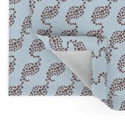 17-08W Wave Dots Spots on Linen || Mid-century Modern Abstract Water Sky Blue Chocolate Brown _Miss Chiff Designs