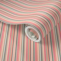 17-08Q Textured Pinstripe peach coral pink brown cream || pin stripe thin mid-century modern 
