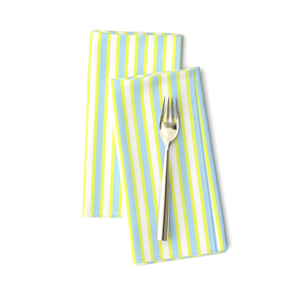 Cosy Kitchens Vertical Stripes  - Narrow Lemon Frosting Ribbons with Snowy White and Baby Blue