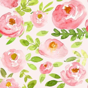 soft pink watercolor floral on blush 