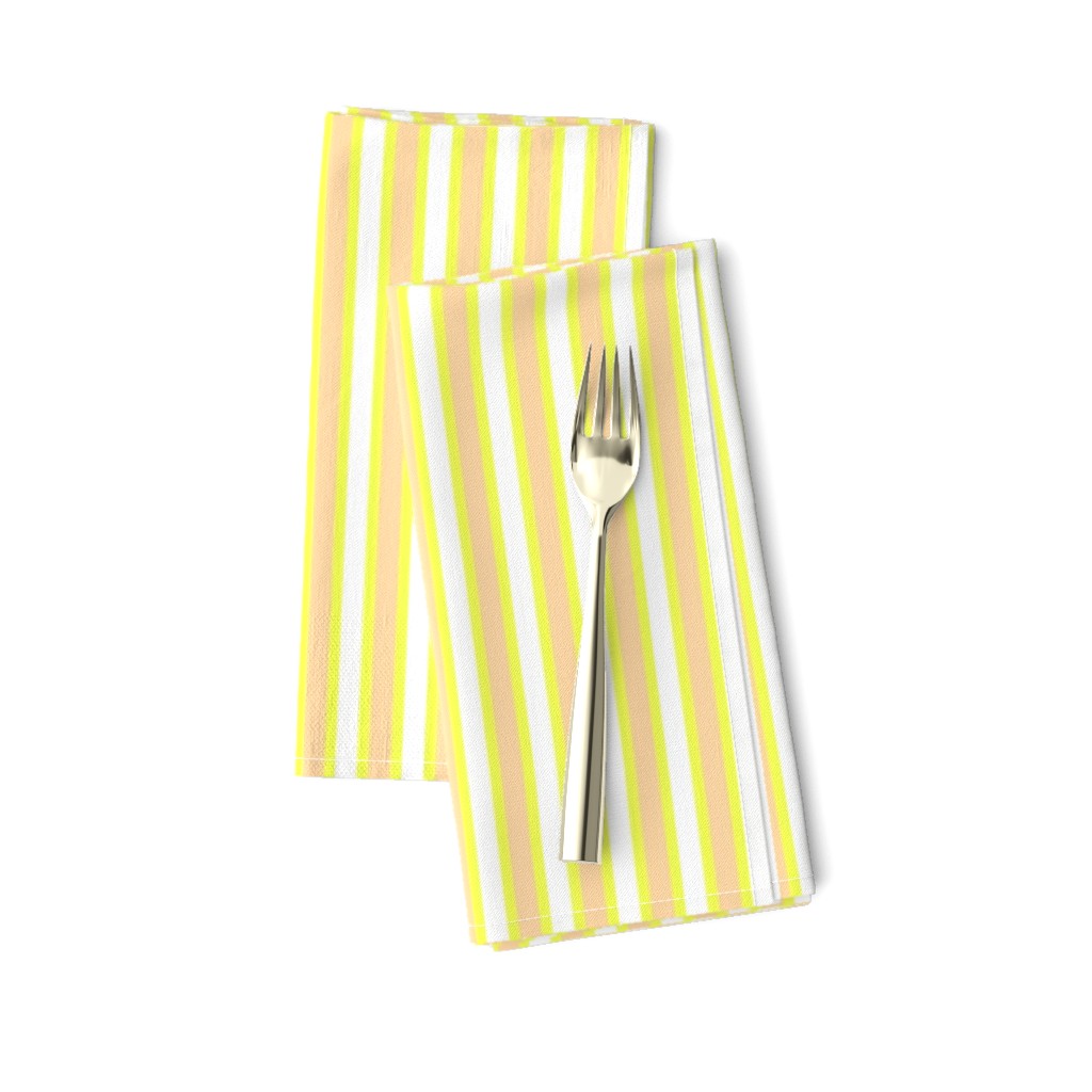 Cosy Kitchen Vertical Stripes - Narrow Lemon Frosting Ribbons with Snowy White and Cantaloupe