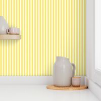 Cosy Kitchen Vertical Stripes - Narrow Lemon Frosting Ribbons with Snowy White and Cantaloupe