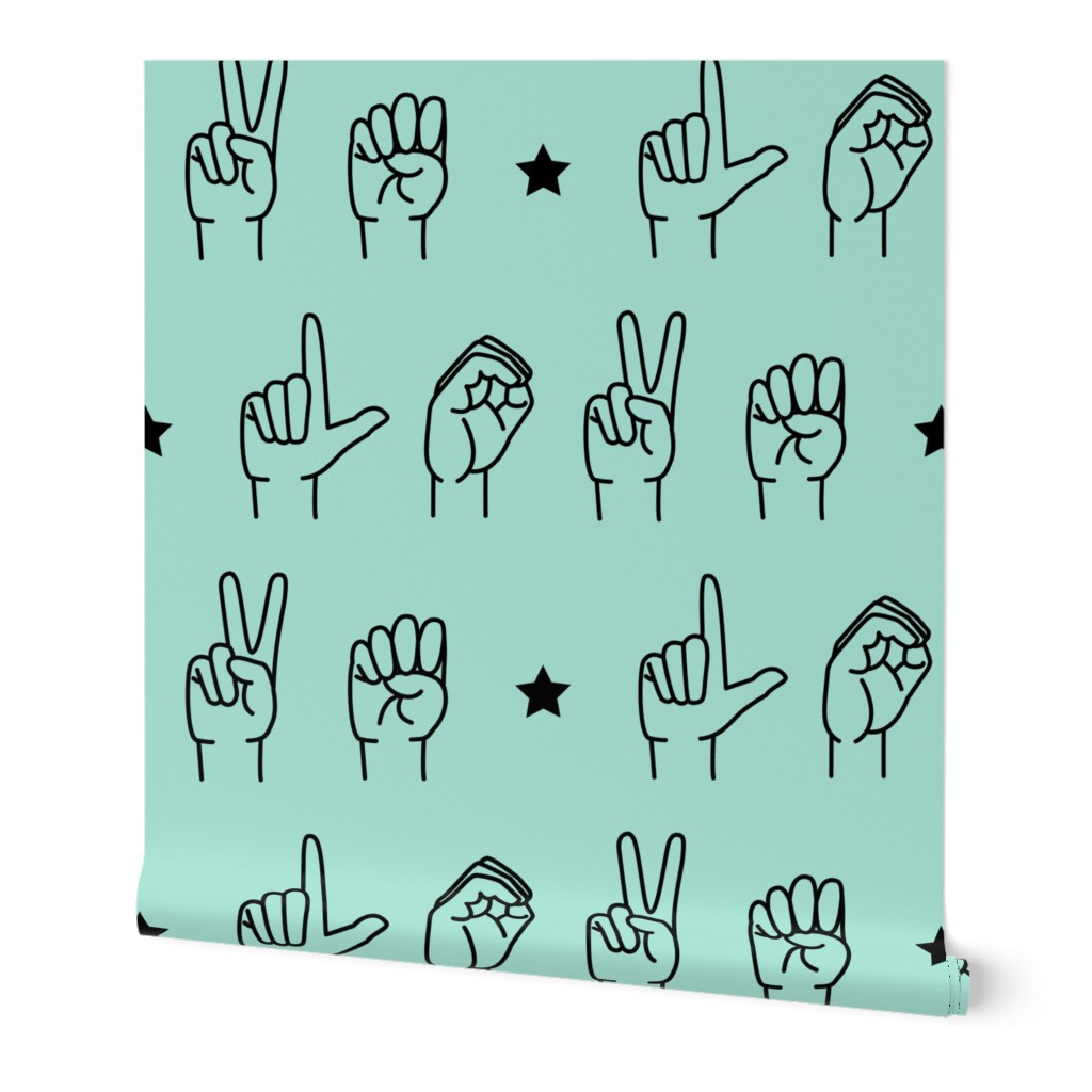 LOVE - sign language  fabric