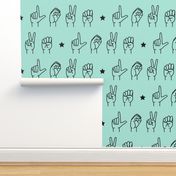 LOVE - sign language  fabric