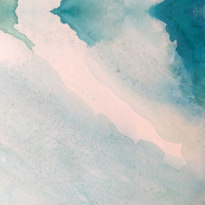 Lagoon Blues Soft Abstract Watercolor 