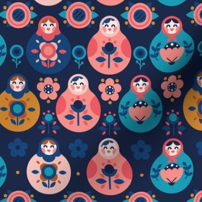 Nesting Dolls Pattern Dark