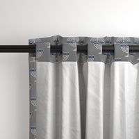 Two Inch Matte Silver and Blue Menorahs on Medium Gray - Larger Scale