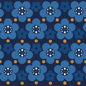 Scandinavian Flowers Cute Total Blue