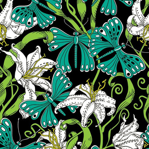 butterflies and lillies - botanical palette