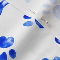 17-14H Dog Bone Paw Print Watercolor || Indigo blue royal white sky pet animal