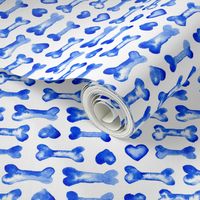 17-14E Dog Bone Watercolor || Pet Animal heart love indigo royal blue white valentine _ Miss Chiff Designs 