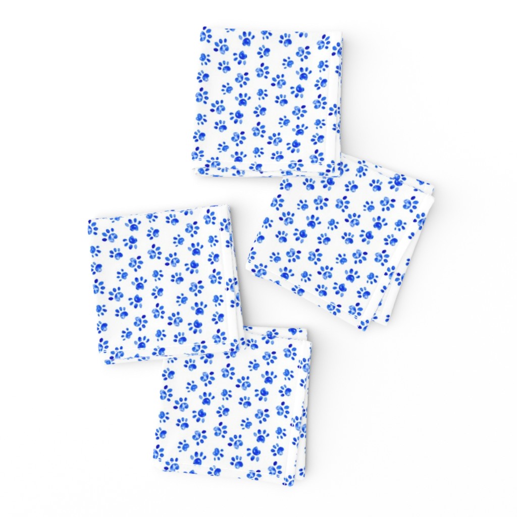 17-14D Small Dog Watercolor Paw Print || Animal spots dots pet bone indigo blue white _ Miss Chiff Designs 