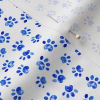 17-14D Small Dog Watercolor Paw Print || Animal spots dots pet bone indigo blue white _ Miss Chiff Designs 