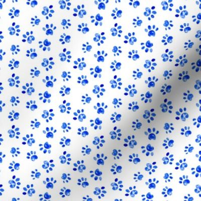 17-14D Small Dog Watercolor Paw Print || Animal spots dots pet bone indigo blue white _ Miss Chiff Designs 