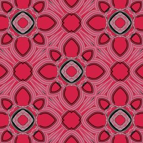 Red White and Black Digital Floral