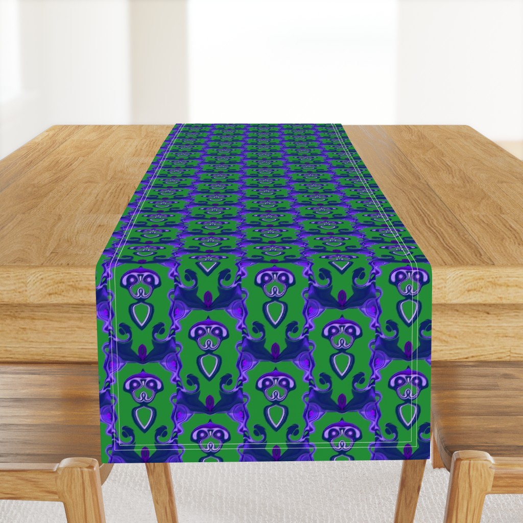 HP3 - Hovering Alien Puppies in Violet Blue on Green