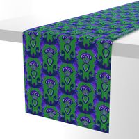 HP3 - Hovering Alien Puppies in Violet Blue on Green