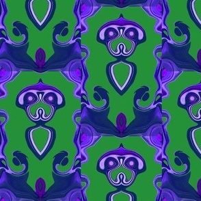 HP3 - Hovering Alien Puppies in Violet Blue on Green