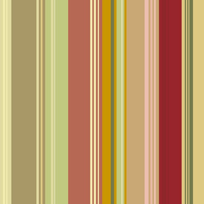 Mom's Sofa: Wee and Wide Stripes with Gold and More Green Added