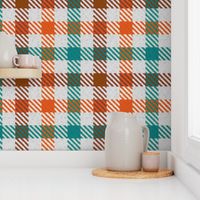 Tri Color Brown Orange and Teal Gingham