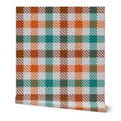 Tri Color Brown Orange and Teal Gingham