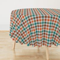 Tri Color Brown Orange and Teal Gingham