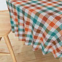 Tri Color Brown Orange and Teal Gingham