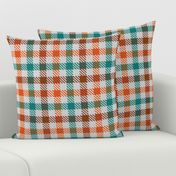 Tri Color Brown Orange and Teal Gingham