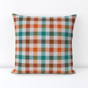 Tri Color Brown Orange and Teal Gingham