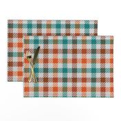 Tri Color Brown Orange and Teal Gingham