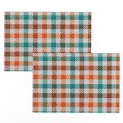 Tri Color Brown Orange and Teal Gingham