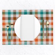 Tri Color Brown Orange and Teal Gingham